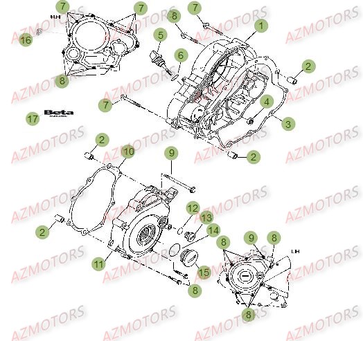 Carter 2 AZMOTORS PiÃ¨ces Beta RR 125 LC Enduro 4T - 2015