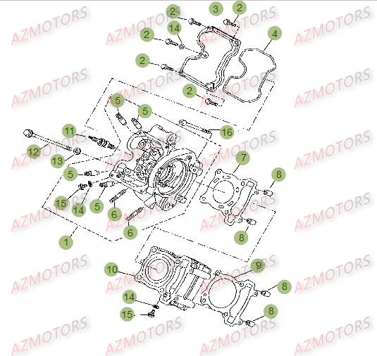 Cylindre Culasse AZMOTORS PiÃ¨ces Beta RR 125 LC Enduro 4T - 2015