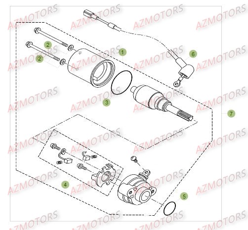 Demarreur Electrique AZMOTORS PiÃ¨ces Beta RR 125 LC Enduro 4T - 2015