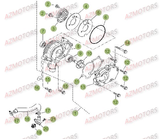 Installation De Refroidissement AZMOTORS PiÃ¨ces Beta RR 125 LC Enduro 4T - 2015