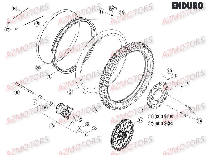Roue Avant AZMOTORS PiÃ¨ces Beta RR 125 LC Enduro 4T - 2015