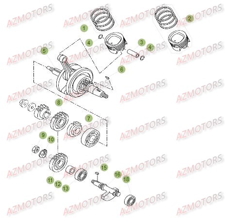 Vilebrequin Piston Contre Arbre AZMOTORS PiÃ¨ces Beta RR 125 LC Enduro 4T - 2015