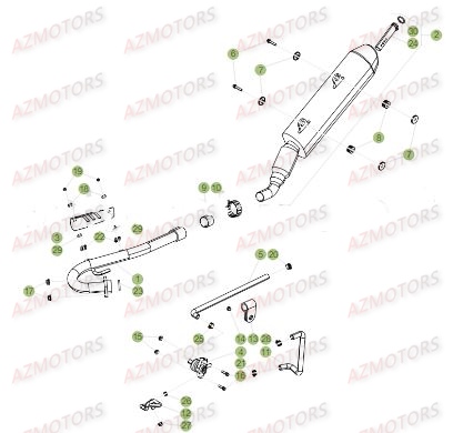 Echappement AZMOTORS PiÃ¨ces Beta RR 125 LC Enduro 4T - 2017