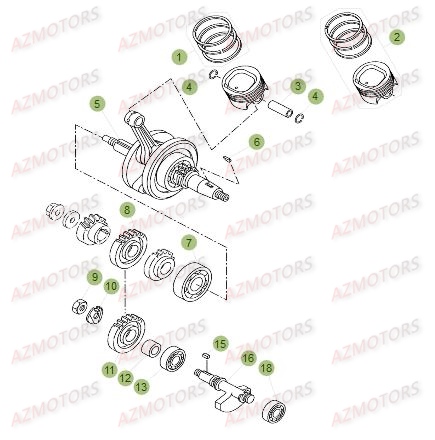 Vilebrequin AZMOTORS PiÃ¨ces Beta RR 125 LC Enduro 4T - 2017