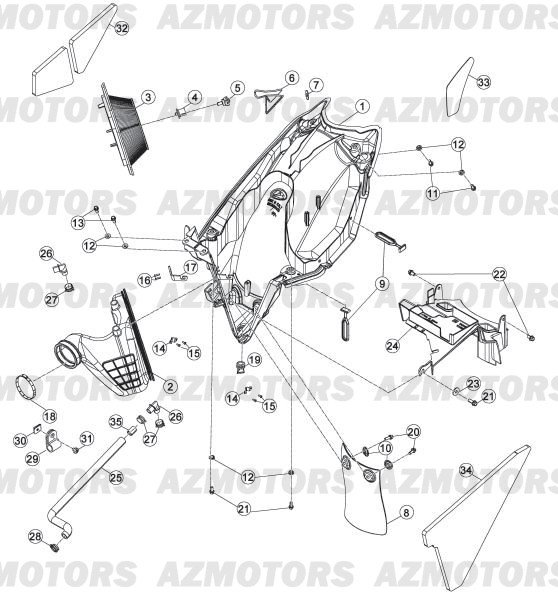 Boitier Du Filtre AZMOTORS PiÃ¨ces Beta RR 125 LC Enduro 4T - 2013