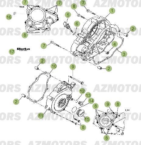 Carter 2 AZMOTORS PiÃ¨ces Beta RR 125 LC Enduro 4T - 2013