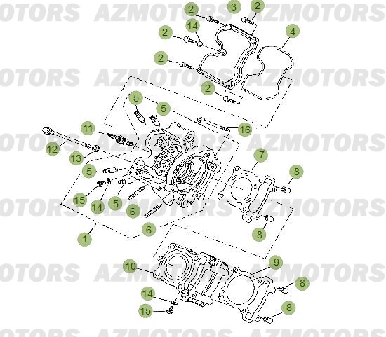 Cylindre   Culasse   Distribution AZMOTORS PiÃ¨ces Beta RR 125 LC Enduro 4T - 2013