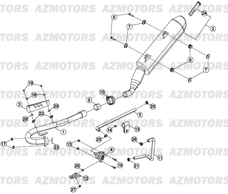 Echappement AZMOTORS PiÃ¨ces Beta RR 125 LC Enduro 4T - 2013