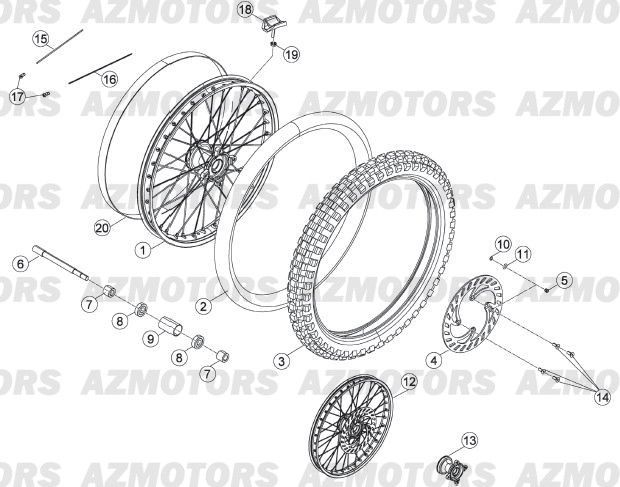 Roue Avant AZMOTORS PiÃ¨ces Beta RR 125 LC Enduro 4T - 2013