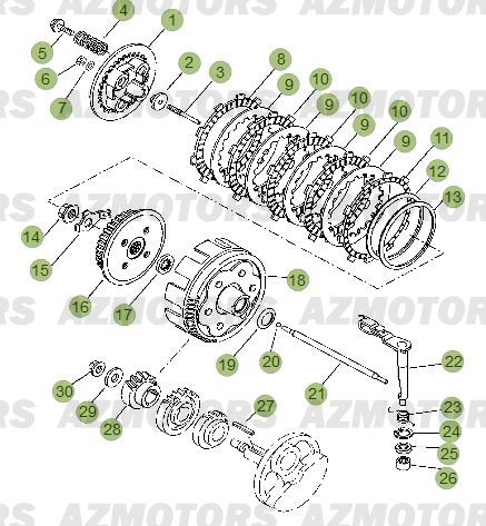 Transmission Embrayage AZMOTORS PiÃ¨ces Beta RR 125 LC Enduro 4T - 2013