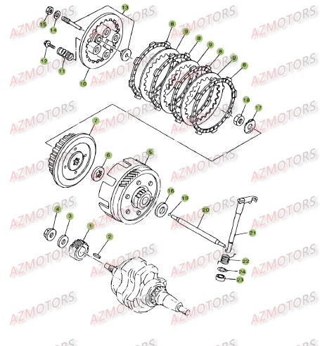 Transmission Principale   Embrayage AZMOTORS PiÃ¨ces BETA RR 125 SM 4T - [2007]
