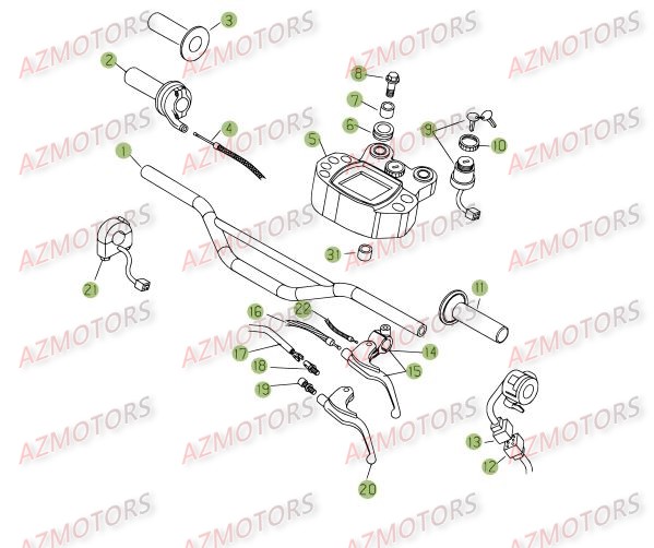 Commandes   Guidon AZMOTORS PiÃ¨ces BETA RR 125 SM 4T - [2008]

