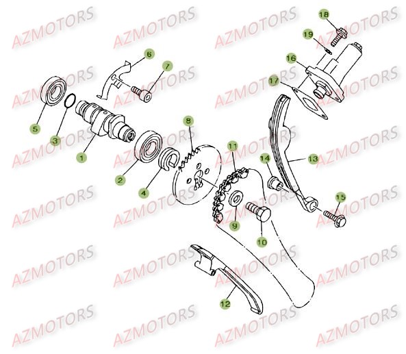 Cylindre   Culasse   Distribution 3 AZMOTORS PiÃ¨ces BETA RR 125 SM 4T - [2008]
