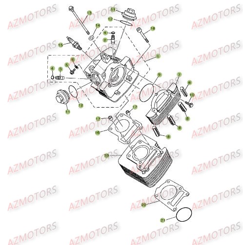 Cylindre   Culasse   Distribution AZMOTORS PiÃ¨ces BETA RR 125 SM 4T - [2008]
