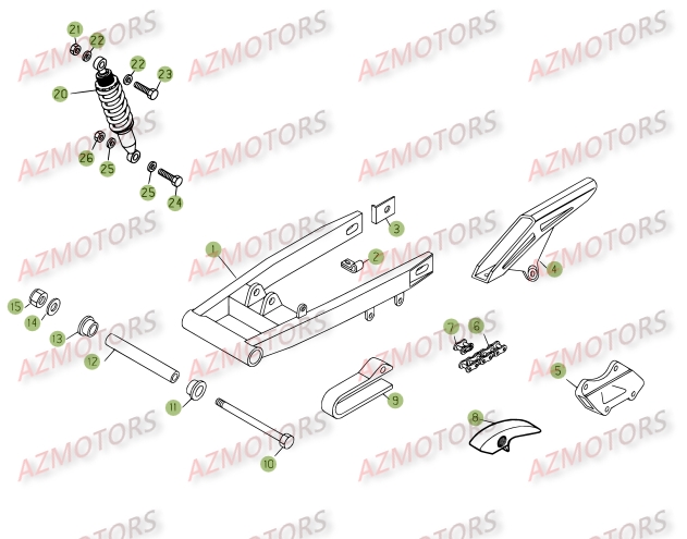 Fourche Arriere   Suspension Arriere AZMOTORS PiÃ¨ces BETA RR 125 SM 4T - [2009]
