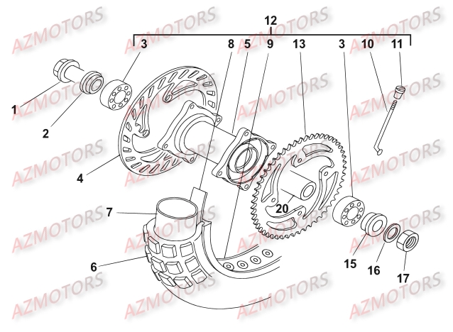 Roue Arriere AZMOTORS PiÃ¨ces BETA RR 125 SM 4T - [2009]

