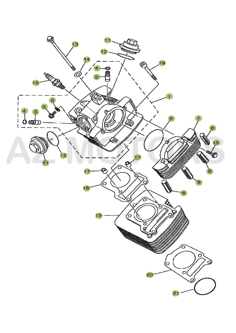 Cylindre Culasse Distribution AZMOTORS PiÃ¨ces BETA URBAN 125 4T - [2008-2011]