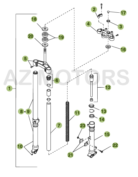Fourche AZMOTORS PiÃ¨ces BETA URBAN 125 4T - [2008-2011]