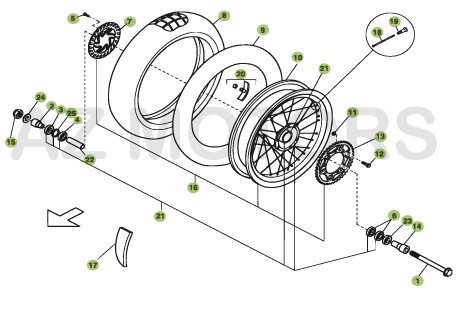 Roue Arriere AZMOTORS PiÃ¨ces BETA URBAN 125 4T - [2008-2011]