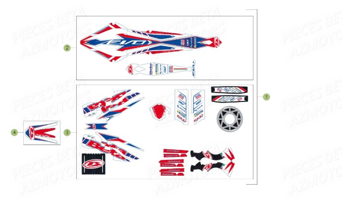 Autocollant AZMOTORS PiÃ¨ces BETA EVO 125 2T - (2015)