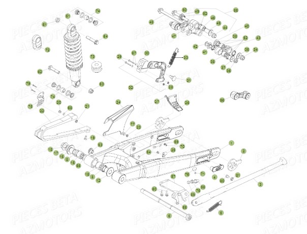 Bras Oscilliant Amortisseur AZMOTORS PiÃ¨ces BETA EVO 125 2T - (2015)