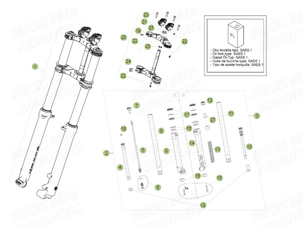Fourche AZMOTORS PiÃ¨ces BETA EVO 125 2T - (2015)