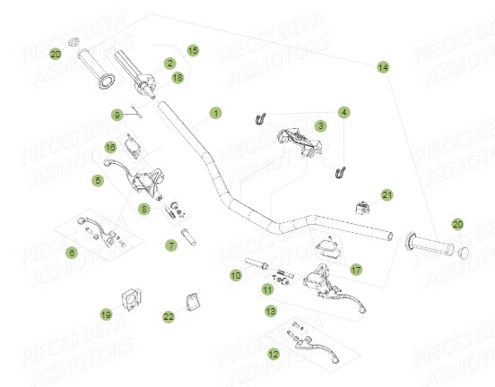 BOUCHONS GUIDON ANOD. EVO2T/4T- REV >06 - BETA pour GUIDON COMMANDES de 125 EVO 2T 15