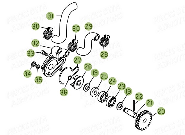 Pompe A Eau AZMOTORS PiÃ¨ces BETA EVO 125 2T - (2015)