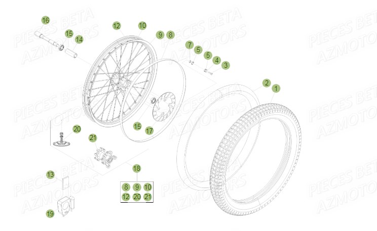 Roue Avant AZMOTORS PiÃ¨ces BETA EVO 125 2T - (2015)