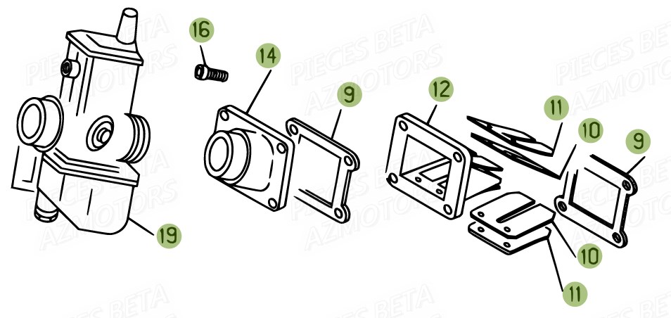Carburateur Clapet AZMOTORS PiÃ¨ces BETA EVO 2T -125CC- FACTORY - (2015)
