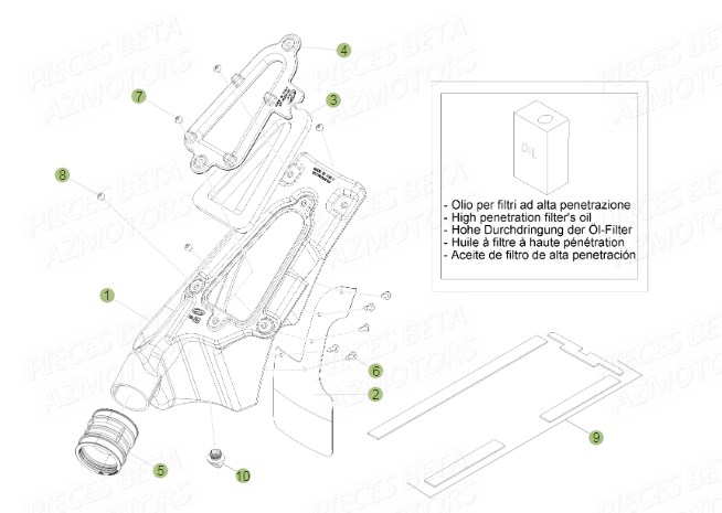 Filtre A Air AZMOTORS PiÃ¨ces BETA EVO 2T -125CC- FACTORY - (2015)