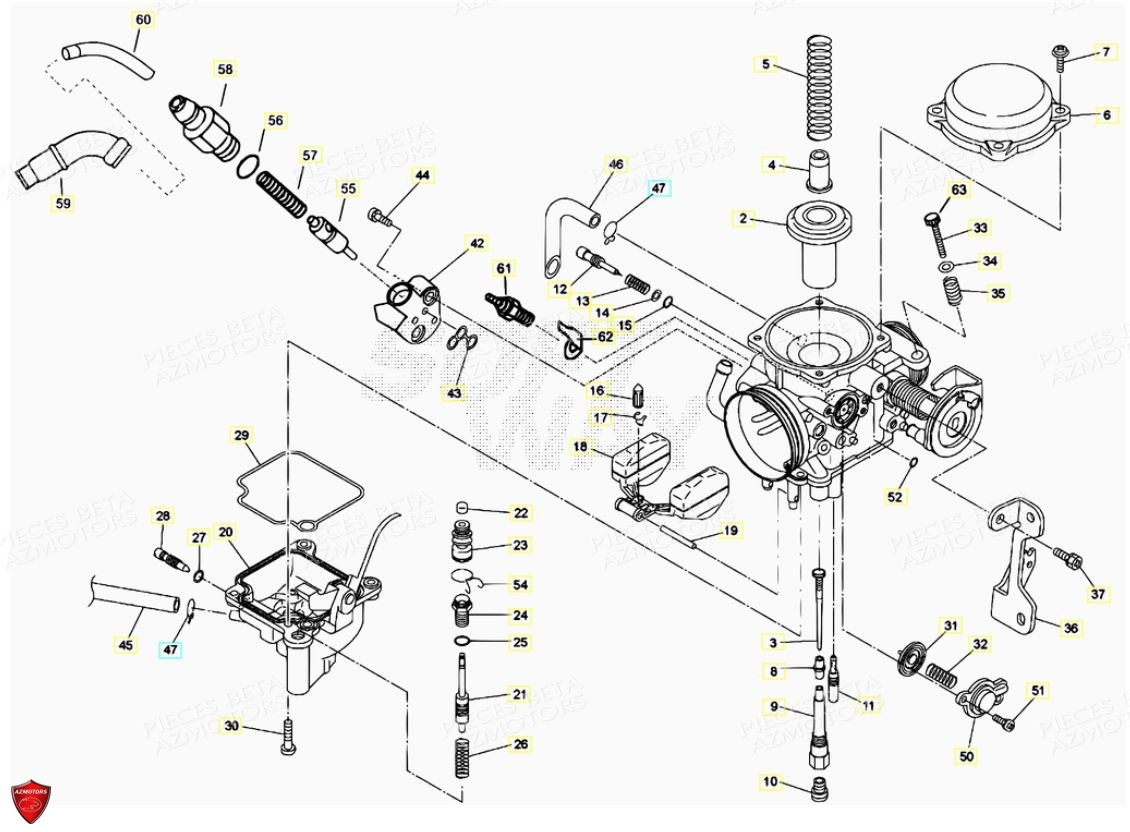 Carburateur Detail AZMOTORS PiÃ¨ces Beta ENDURO RR 125 4T LC CBS - 2018