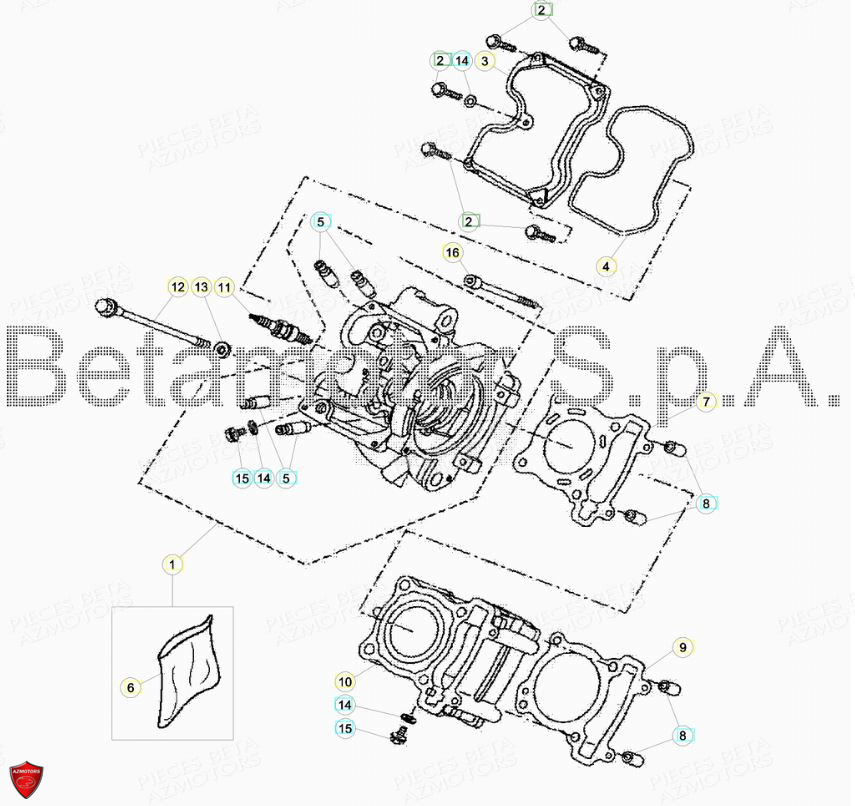 Cylindre Culasse AZMOTORS PiÃ¨ces Beta ENDURO RR 125 4T LC CBS - 2018