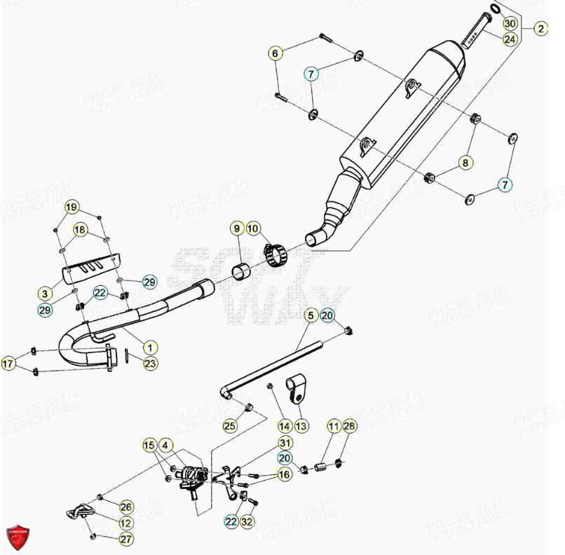 Echappement AZMOTORS PiÃ¨ces Beta ENDURO RR 125 4T LC CBS - 2018
