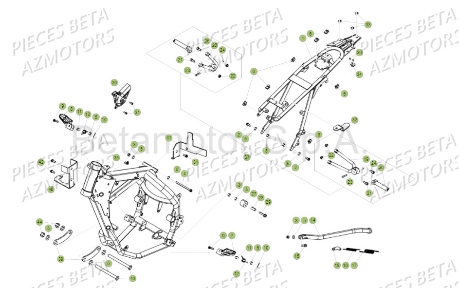 Accessoires Du Chassis AZMOTORS PiÃ¨ces Beta RR 125 AC Enduro 4T - 2016  