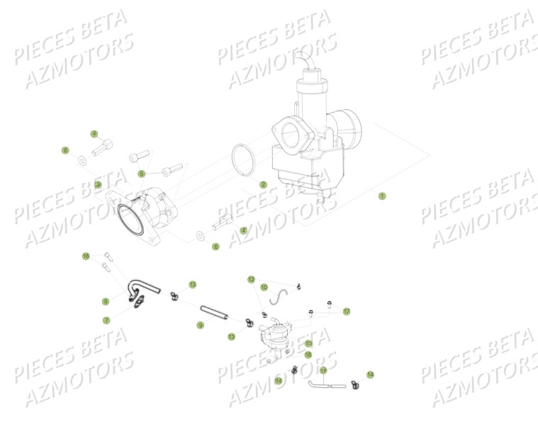 Carburateur AZMOTORS PiÃ¨ces Beta RR 125 AC Enduro 4T - 2016  