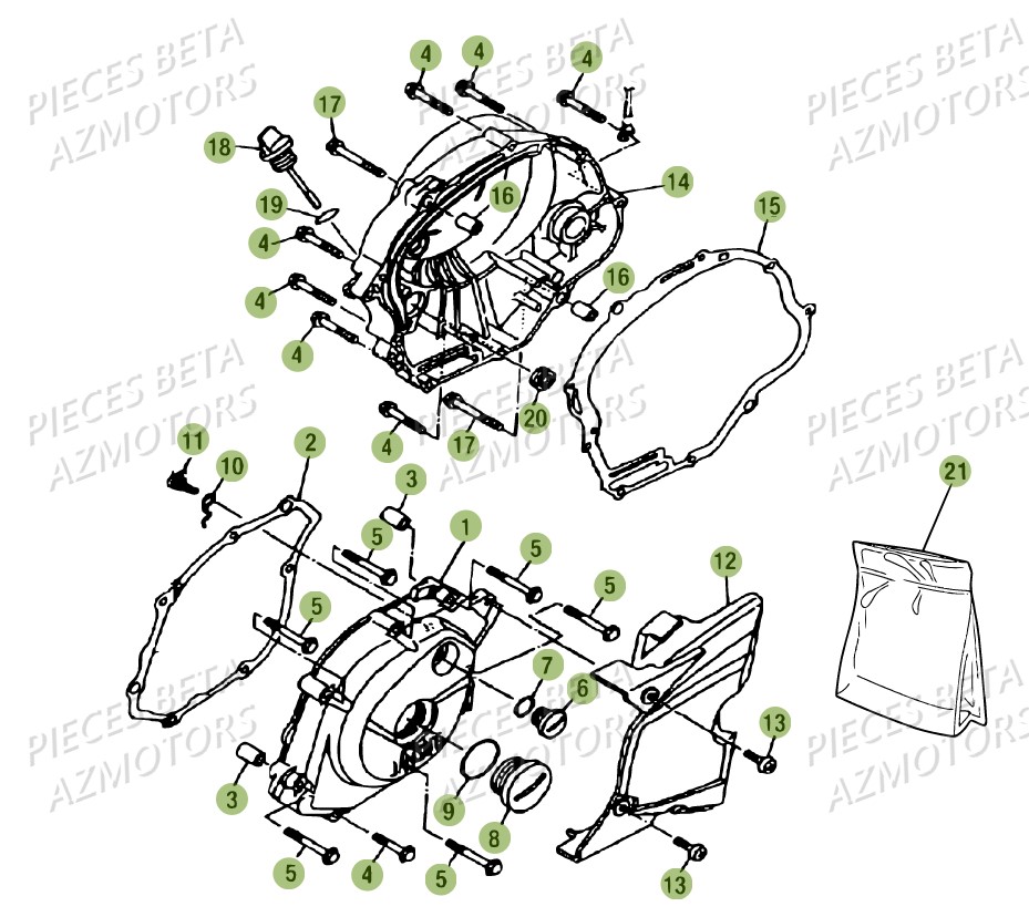 Carter 2 AZMOTORS PiÃ¨ces Beta RR 125 AC Enduro 4T - 2016  