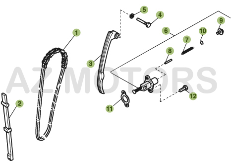 Cylindre Culasse Distribution 3 AZMOTORS PiÃ¨ces BETA URBAN 200 4T - [2008-2011]