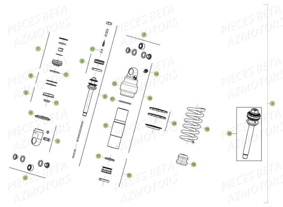 Amortisseur AZMOTORS PiÃ¨ces BETA EVO 250 2T - (2015)