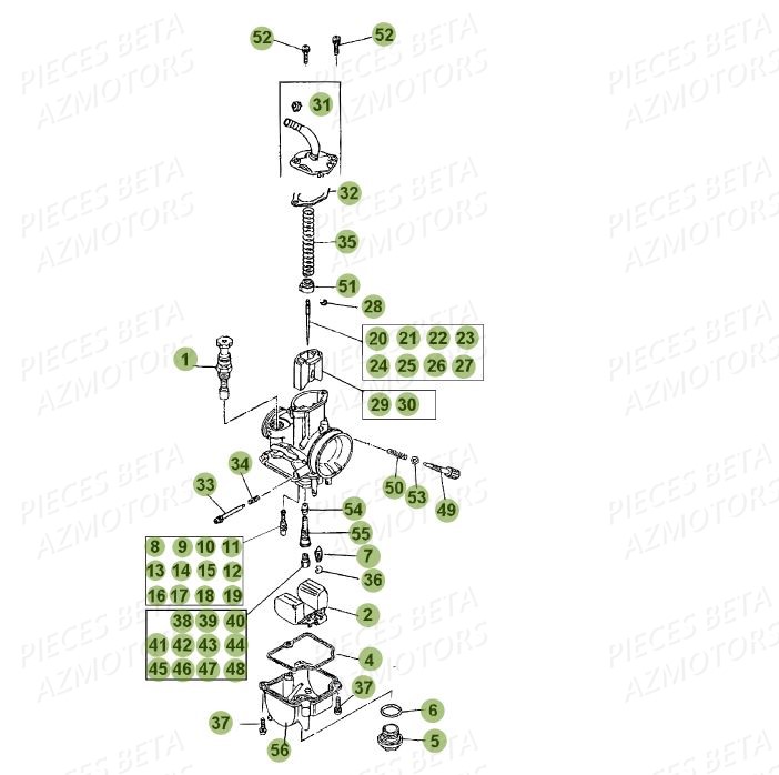 Carburateur Detail AZMOTORS PiÃ¨ces BETA EVO 250 2T - (2015)