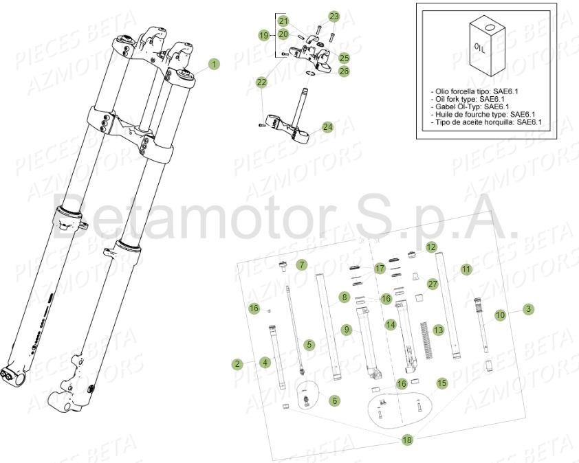 Fourche AZMOTORS PiÃ¨ces BETA EVO 250 2T - (2015)