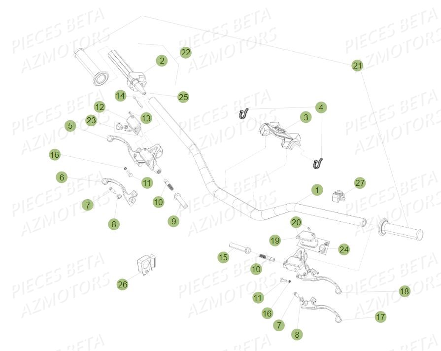 Guidon Commandes AZMOTORS PiÃ¨ces BETA EVO 250 2T - (2015)