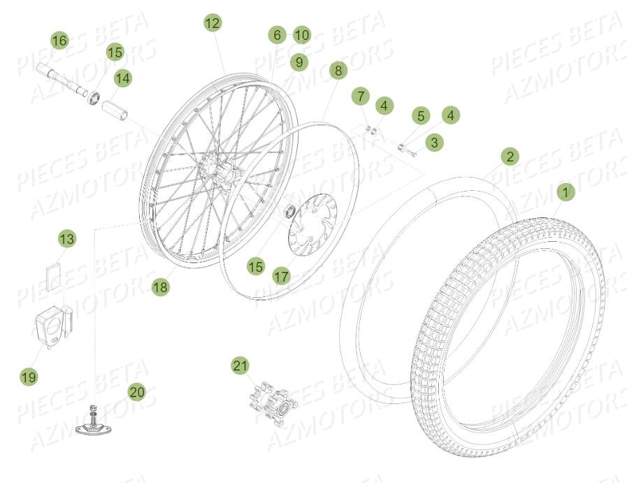 Roue Avant AZMOTORS PiÃ¨ces BETA EVO 250 2T - (2015)