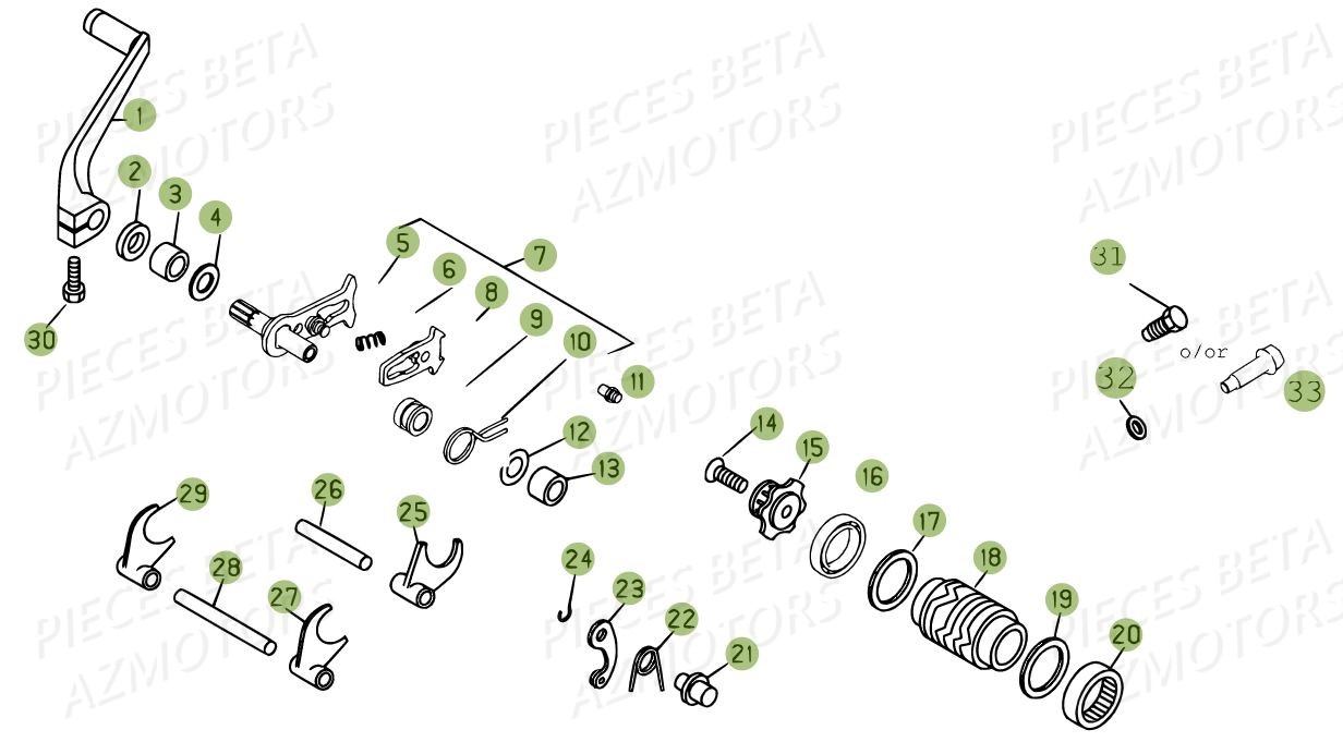 Selecteur De Vitesses AZMOTORS PiÃ¨ces BETA EVO 250 2T - (2015)