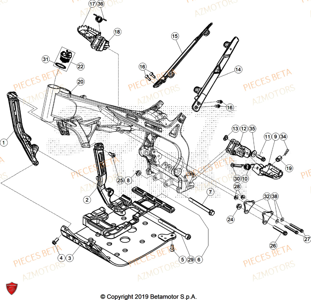 Accessoires Du Chassis AZMOTORS Pieces BETA TRIAL EVO 300 4T FACTORY - (2025)

