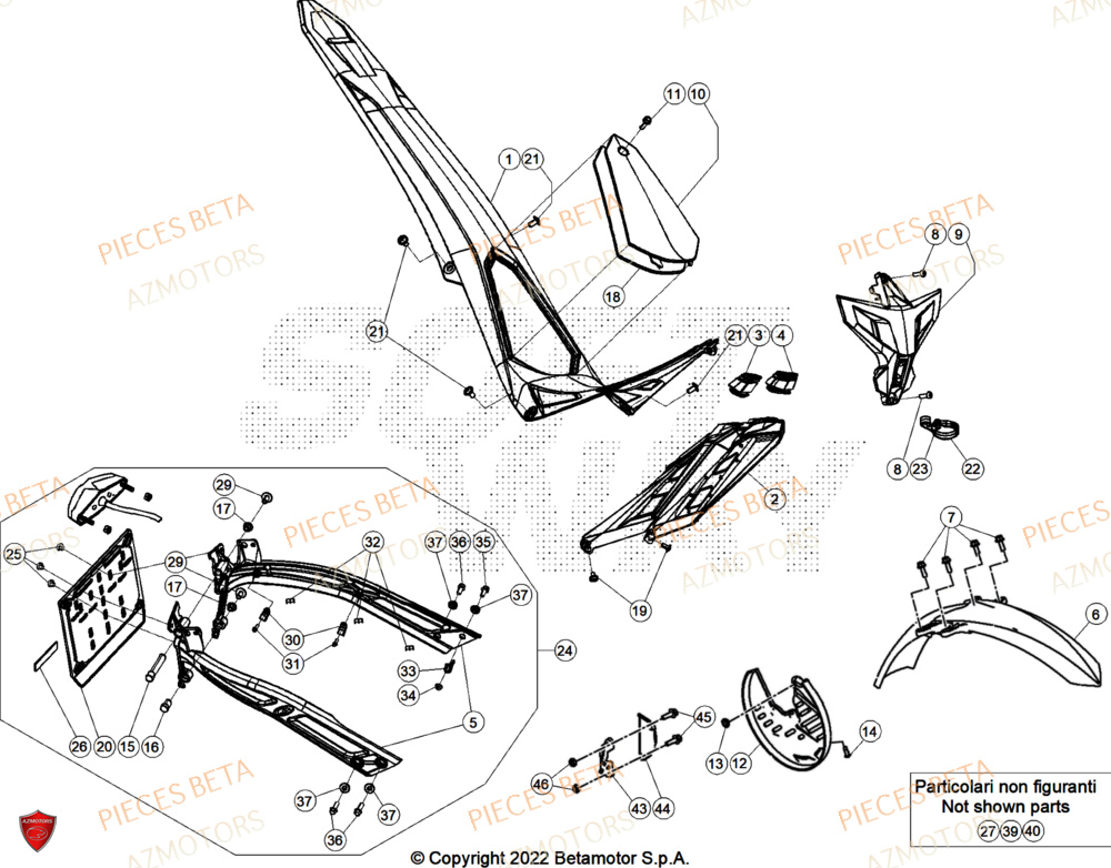 Carenages AZMOTORS Pieces BETA TRIAL EVO 300 4T FACTORY - (2025)
