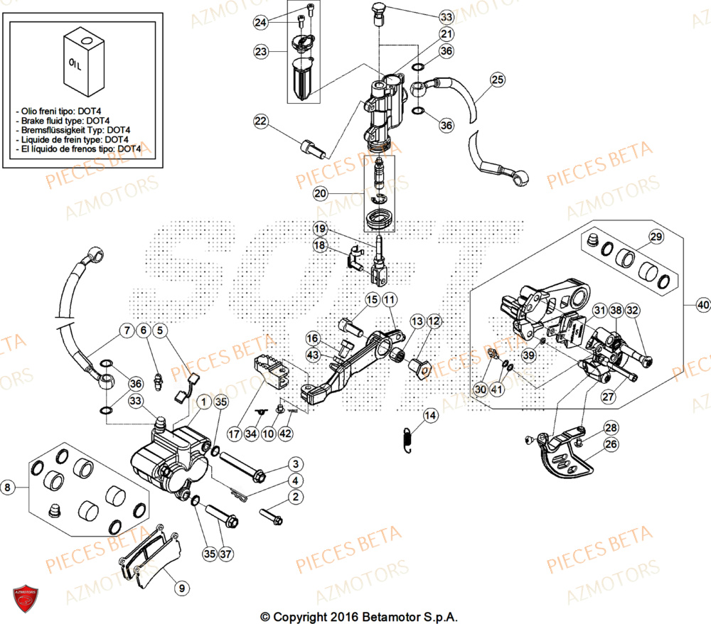 Freins AZMOTORS Pieces BETA TRIAL EVO 300 4T FACTORY - (2025)
