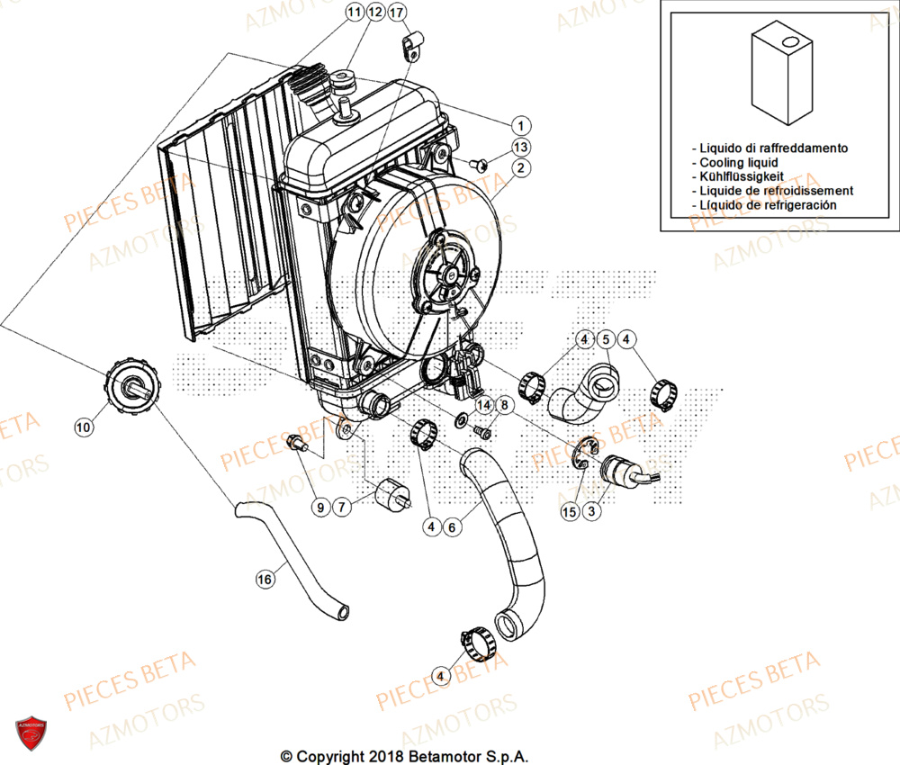 Radiateur AZMOTORS Pieces BETA TRIAL EVO 300 4T FACTORY - (2025)
