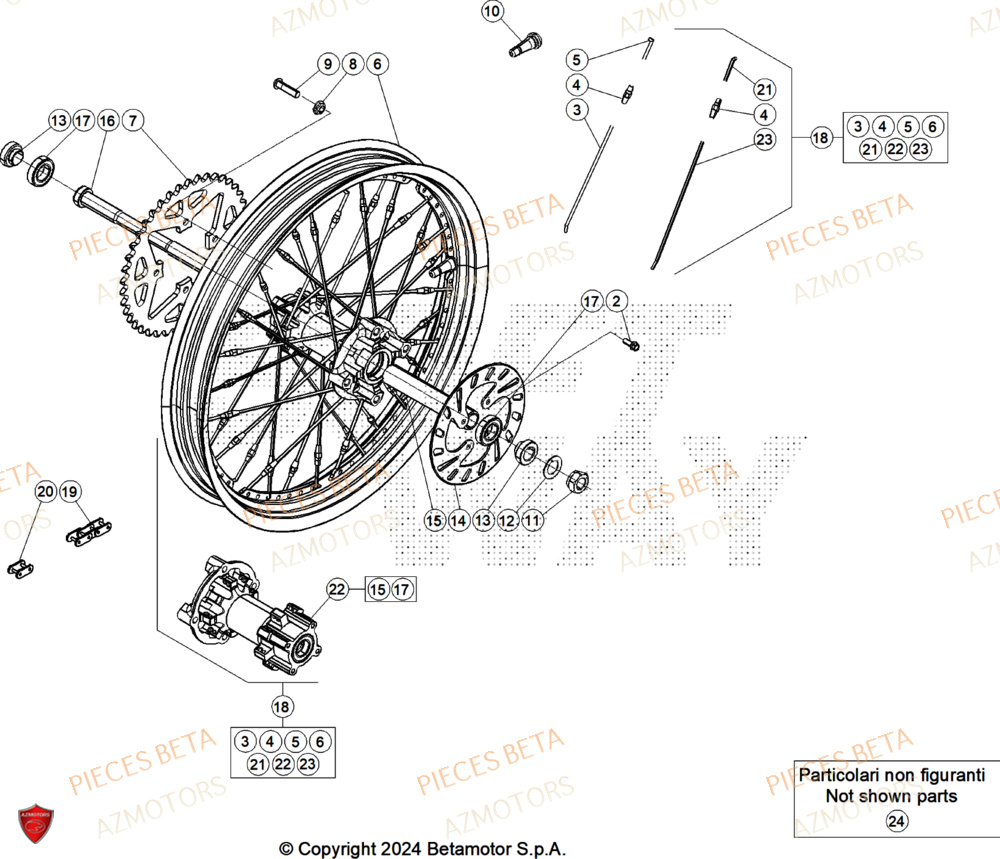 Roue Arriere AZMOTORS Pieces BETA TRIAL EVO 300 4T FACTORY - (2025)
