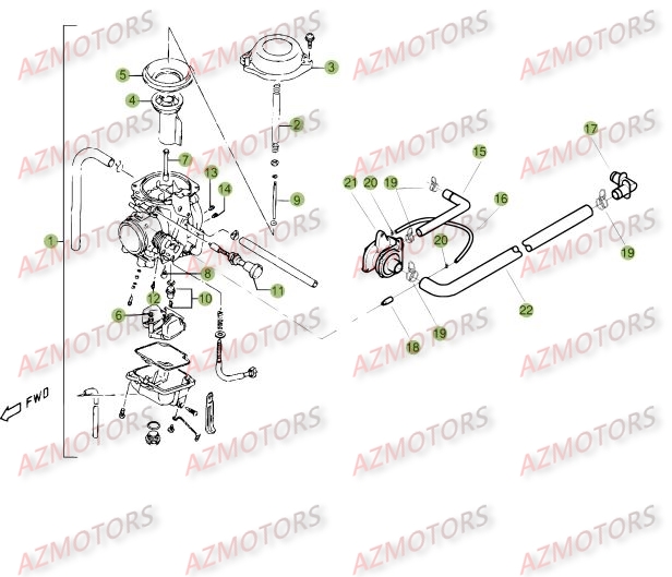 Carburateur AZMOTORS PiÃ¨ces BETA M4 350cc 4T - [2006]